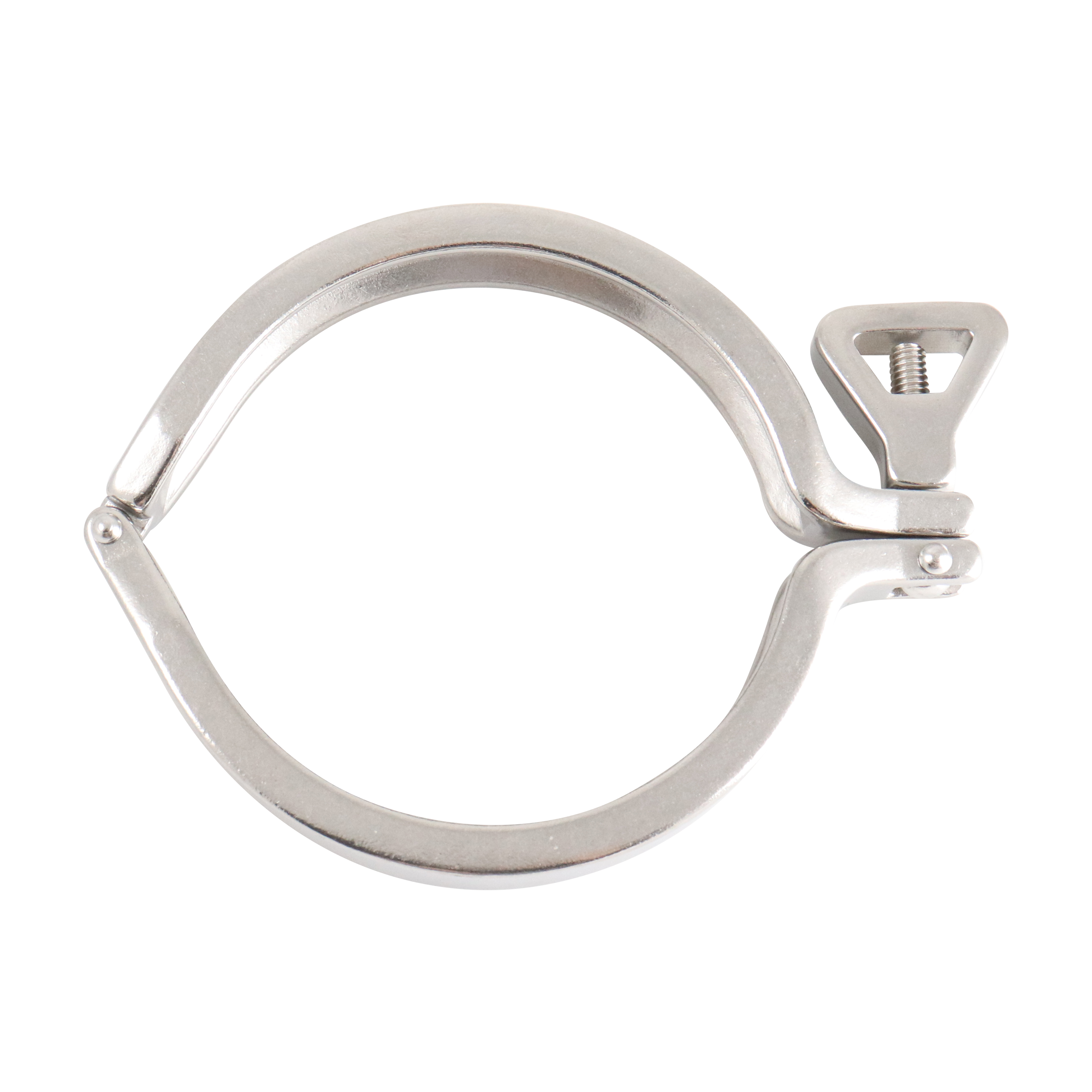 Clamp, I-Line and Q-Line compatible, 4-inch size with a wing nut type, made of 304 stainless steel.