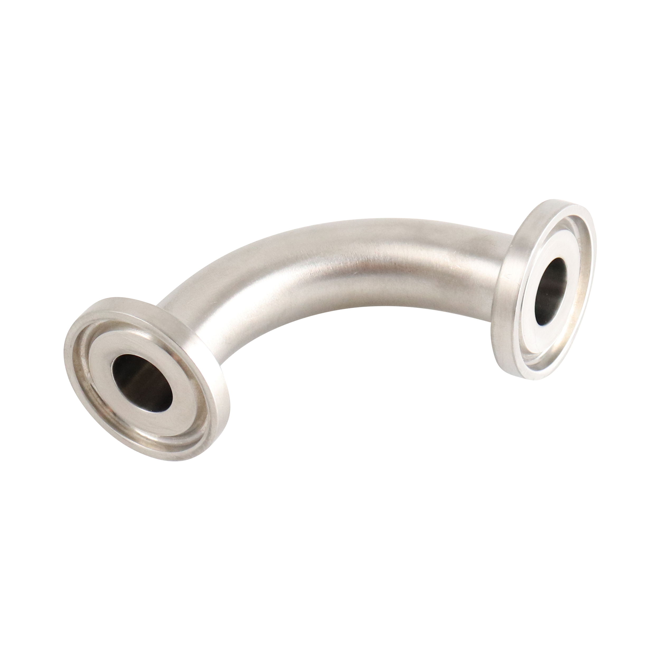 90-degree elbow, 0.5-inch Tri-Clamp to butt-weld, made from 316L stainless steel, with 15RA EP interior and 32RA exterior surface finish, SF4 BPE compliant