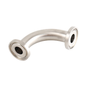 90-degree elbow, 0.5-inch Tri-Clamp to butt-weld, made from 316L stainless steel, with 15RA EP interior and 32RA exterior surface finish, SF4 BPE compliant