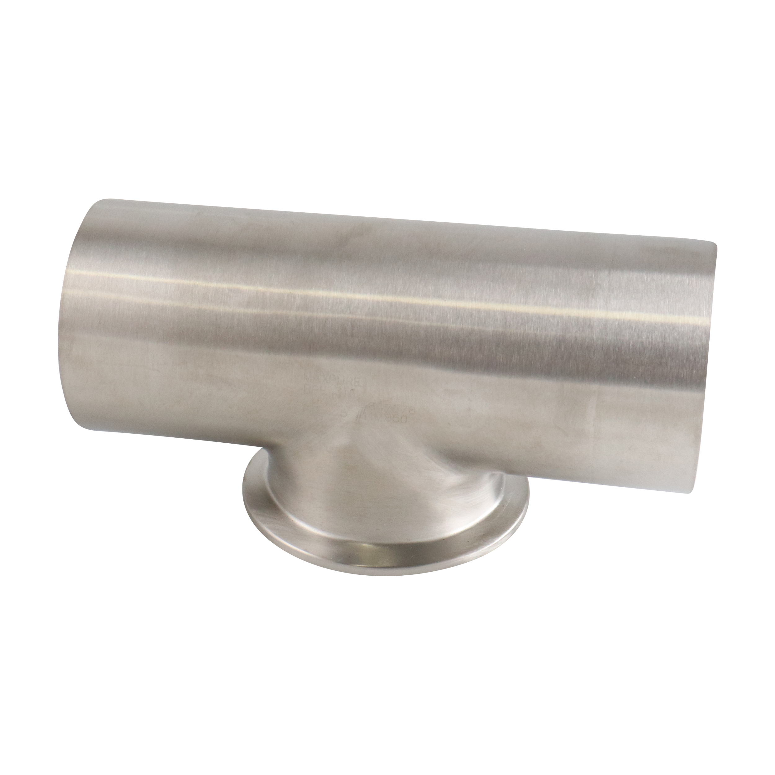 tee, 1.5-inch butt-weld with short Tri-Clamp branch, made from 316L stainless steel, with 15RA EP interior and 32RA exterior surface finish, SF4 BPE compliant
