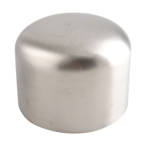 Cap, 4-inch butt weld connection, made of 316L stainless steel, with a 20RA inner diameter finish and 32RA outer diameter finish, SF1 BPE compliant.