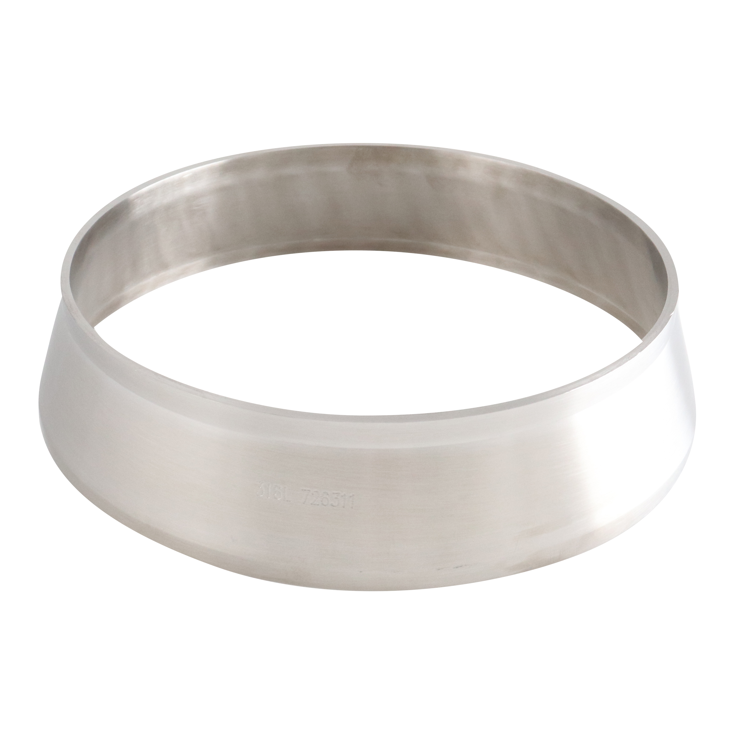 Adapter, 6-inch Schedule 10 pipe to 6-inch butt weld tube, made of 316L stainless steel per SA312 standard, with a 1.75-inch overall length.