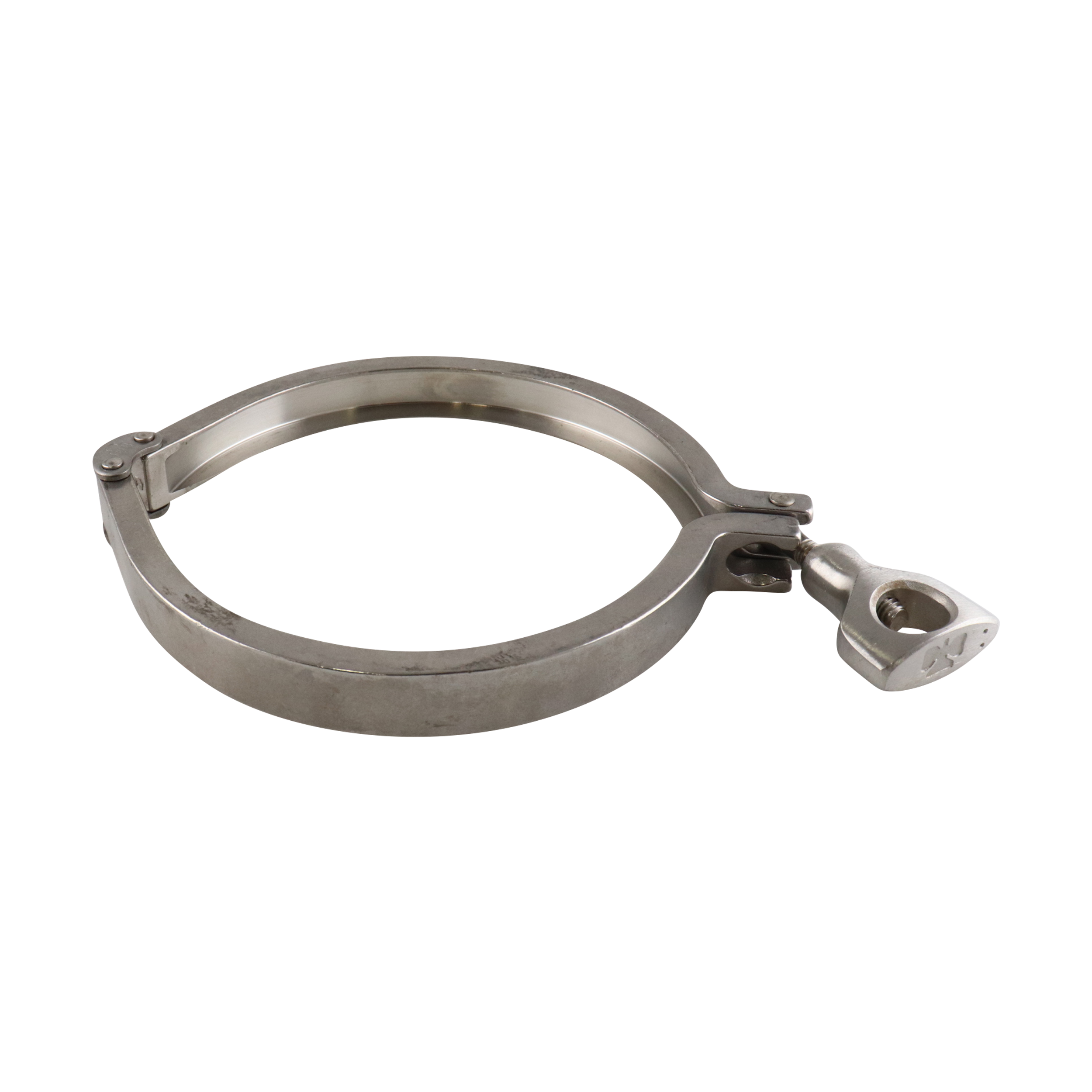Air valve body clamp, 4-inch size, constructed from 304 stainless steel.