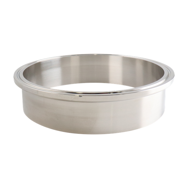 6-inch Tri-Clamp ferrule, made from 304 stainless steel, with 1.5-inch overall length and 32RA interior and exterior surface finish
