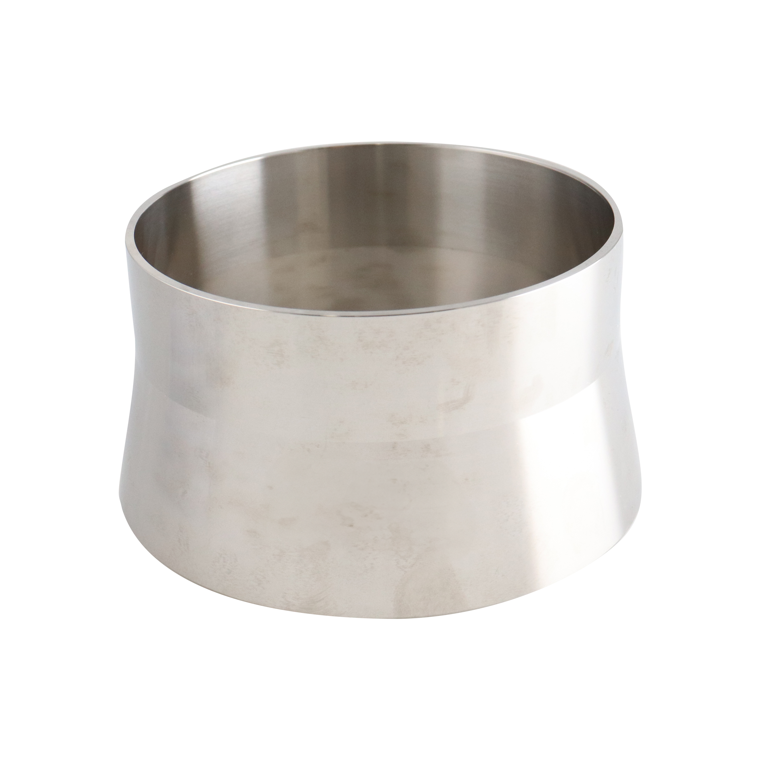 Adapter, 4-inch Schedule 40 pipe to 4-inch Butt Weld tube, made of 316L stainless steel, 2.5 inches long.