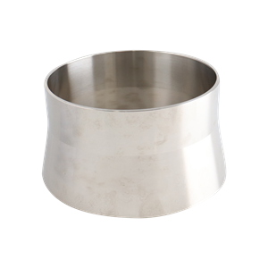 Adapter, 4-inch Schedule 40 pipe to 4-inch Butt Weld tube, made of 316L stainless steel, 2.5 inches long.