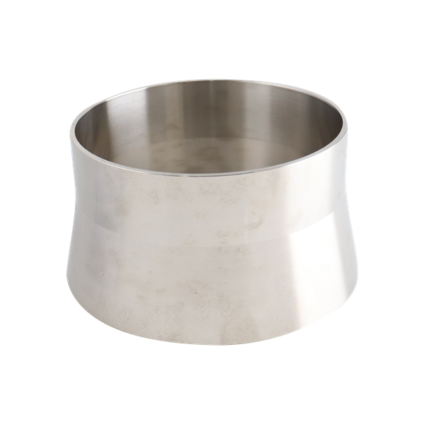 Adapter, 4-inch Schedule 40 pipe to 4-inch Butt Weld tube, made of 316L stainless steel, 2.5 inches long.