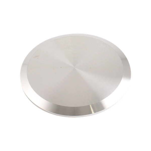 cap, 8-inch Tri-Clamp, made from 316L stainless steel, with 32RA interior and exterior surface finish