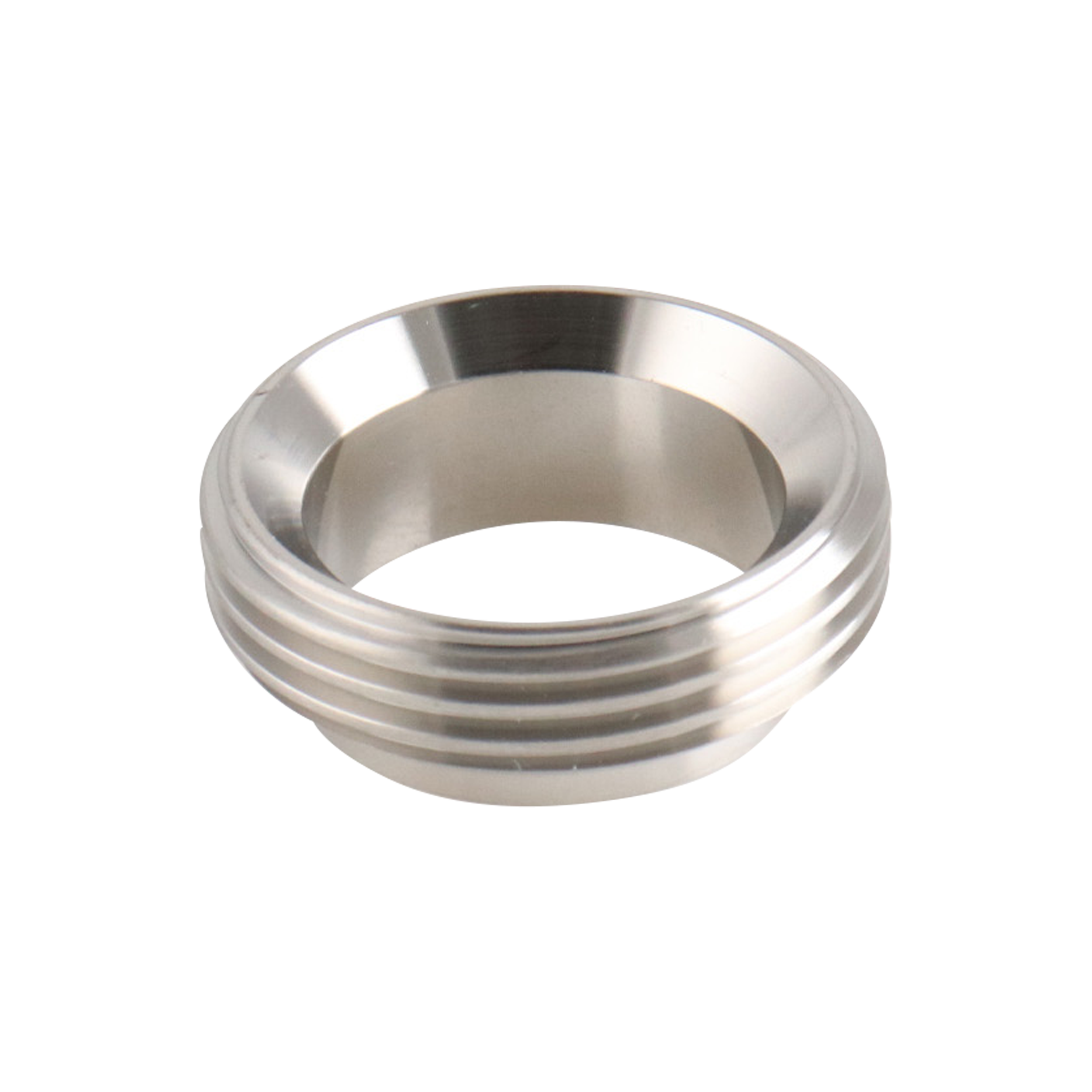 Ferrule threaded bevel seat 1.5" 316L stainless steel, 0.72" OAL 32Ra inner diameter 32Ra outer diameter