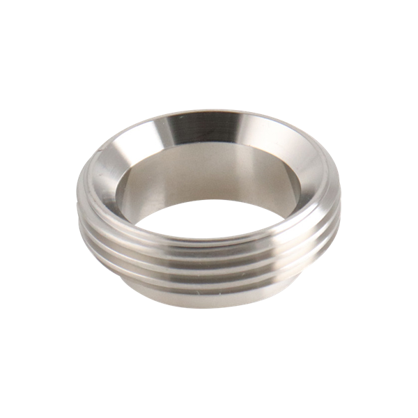 Ferrule threaded bevel seat 1.5" 316L stainless steel, 0.72" OAL 32Ra inner diameter 32Ra outer diameter