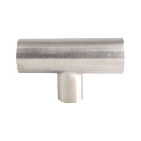 reducing tee, 2-inch x 1.5-inch butt-weld, made from 304 stainless steel, with 32RA interior and exterior surface finish