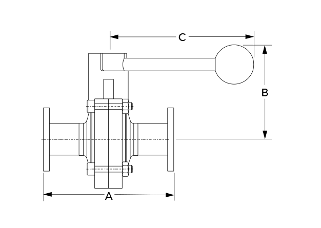 LKB UltraPure TC Black Handle Dimensional Diagram