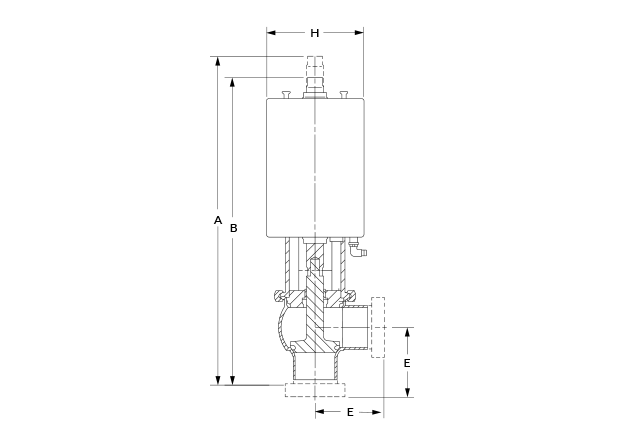 SSV Shutoff 2 Port TC Dimensional Diagram