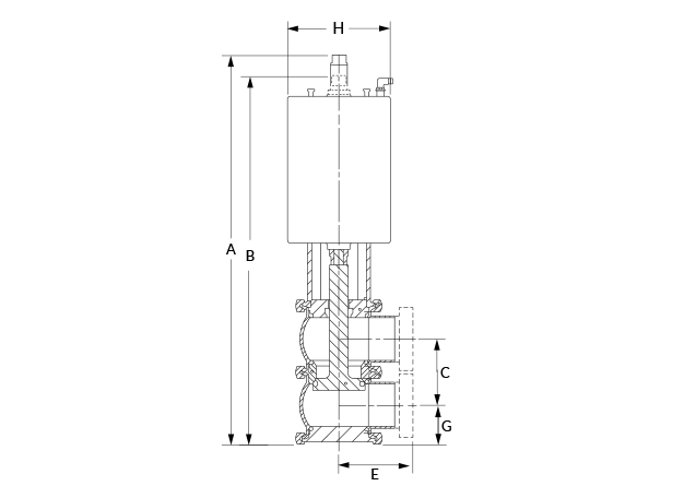 SSV Shutoff RA 2 Port TC Dimensional Diagram