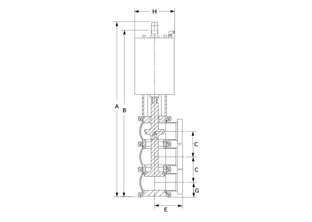 SSV Changeover RA 3 Port TC Dimensional Diagram