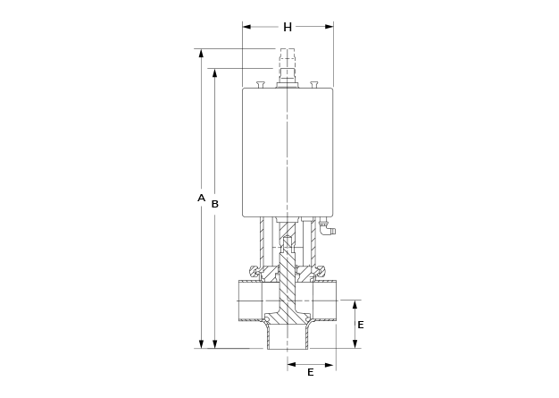 SSV Shutoff 3 Port BW Dimensional Diagram