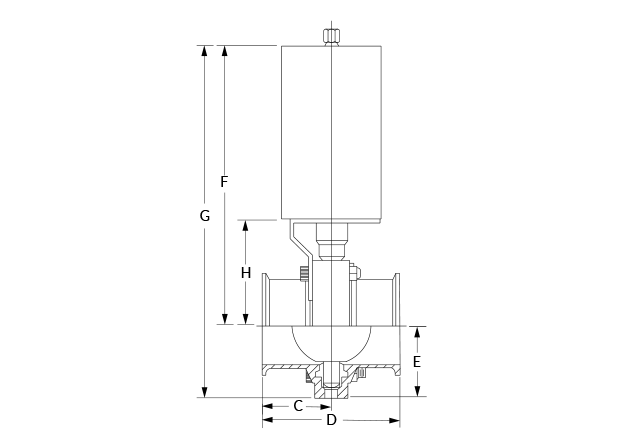 LKB TC with Actuator Dimensional Diagram