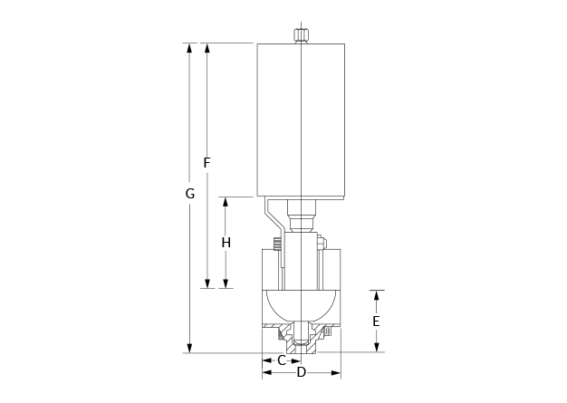LKB BW with Actuator Dimensional Diagram