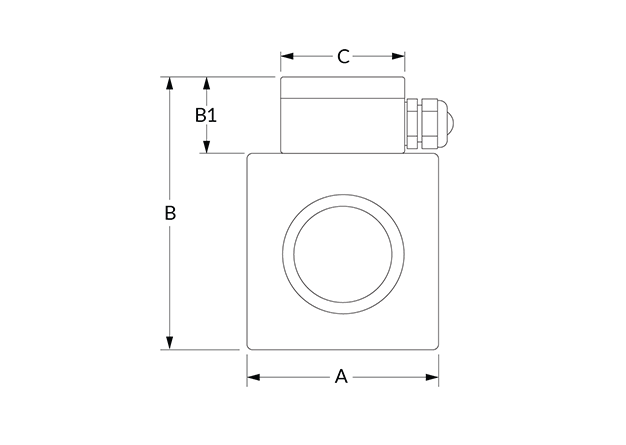 IZMS Dimensional Diagram (Flow Tube, Dimensions A, B, B1, and C)