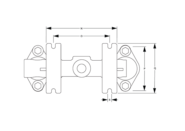 A100 Dimensional Diagram (Dimensions N, O, P, Q, and R)