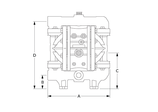 A100 Dimensional Diagram (Dimensions A, B, C, and D)