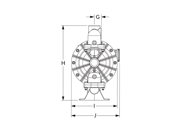 A150 Dimensional Diagram (Bolted, Dimensions G, H, I, and J)