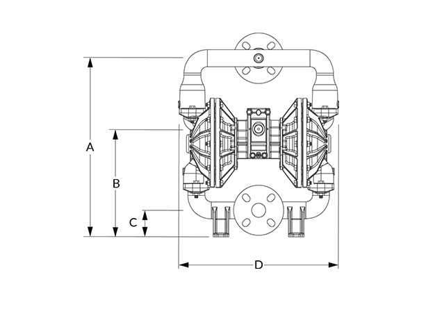 A150 Dimensional Diagram (Flange, Dimensions A, B, C, and D)