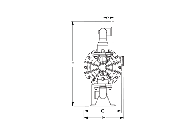 A150 Dimensional Diagram (Flange, Dimensions E, F, G, and H)