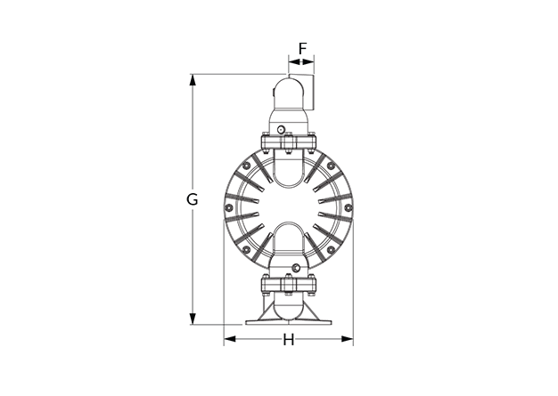 A300 Dimensional Diagram (Bolted, Dimensions F, G, and H)