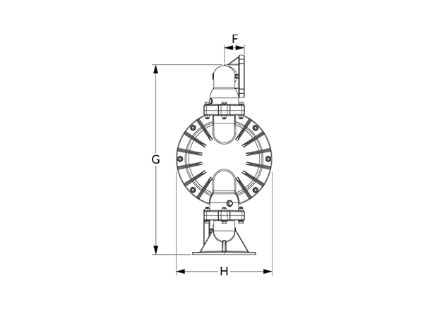 A300 Dimensional Diagram (Flanged, Dimensions F, G, and H)