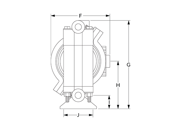 S038 Dimensional Diagram (Dimensions F, G, H, I, and J)