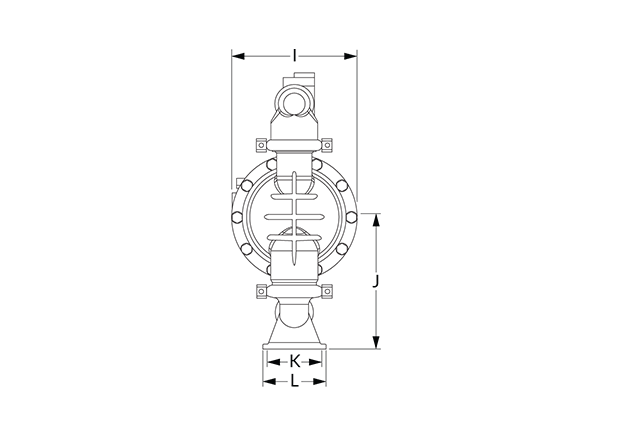 C150 Dimensional Diagram (Dimensions I, J, K, and L)
