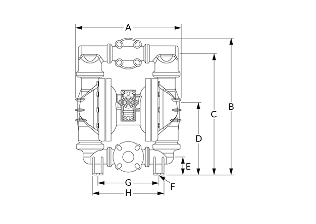 C150 Dimensional Diagram (Dimensions A, B, C, D, E, F, G, and H)