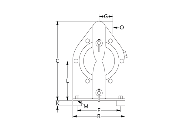 G200 Dimensional Diagram (Dimensions B, C, F, G, K, L, M, and O)