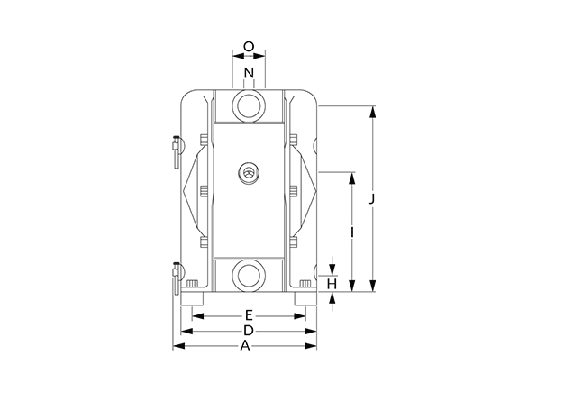G200 Dimensional Diagram (Dimensions A, D, E, H, I, J, N, and O)