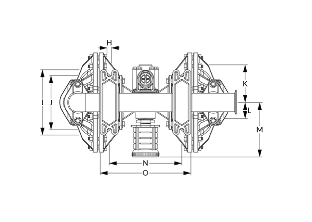 F150 Dimensional Diagram (Dimensions H, I, J, K, L, M, N, and O)