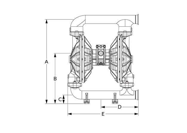 F200 Dimensional Diagram (Dimensions A, B, C, D, and E)