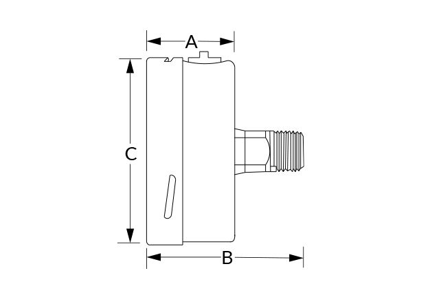Insta-Flow Industrial Pressure Gauge Dimensional Diagram