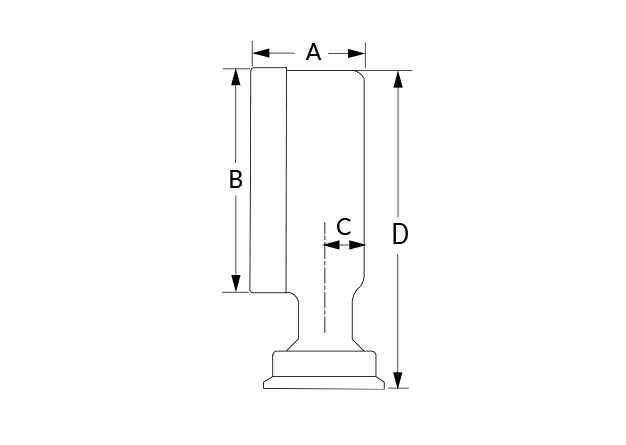Sani-Flow Pressure Gauge TC Bottom Mount Dimensional Diagram