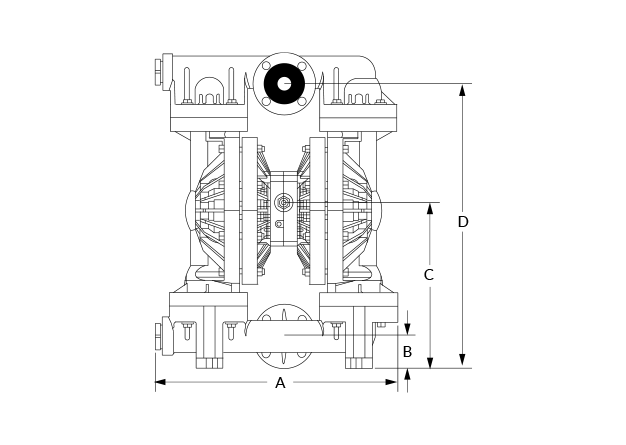 P800 Bolted Plastic Center Ported Poly dimesnional diagram