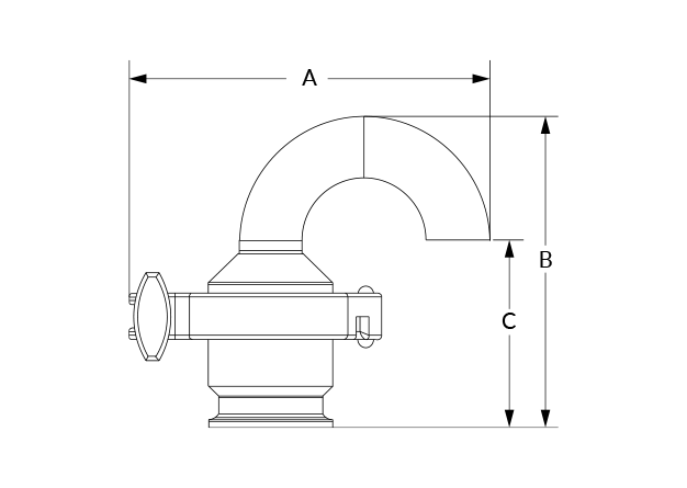 Vent Check Gooseneck Dimesional Diagram
