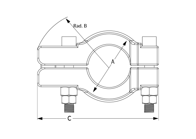 ASME VIII Pressure Vessel Clamp Dimensional Diagram