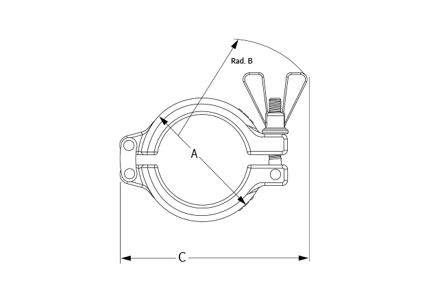ACL SH Single Bolt Clamp Dimensional Diagram