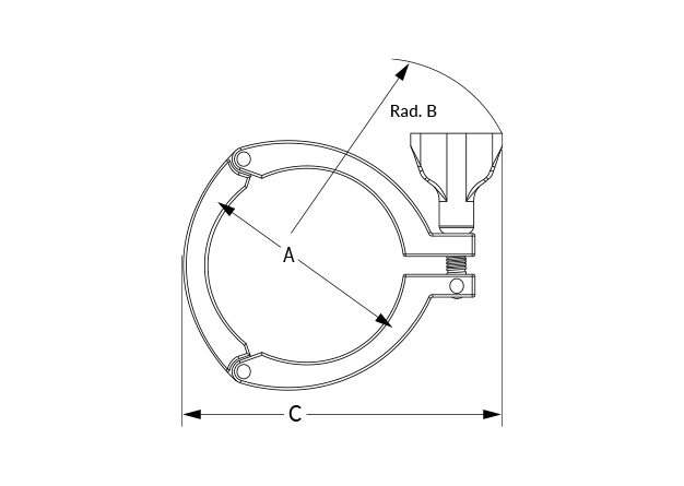 ACL Dairy and Food 3-Segment Clamp Dimensional Diagram