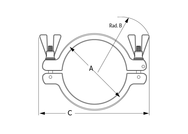 ACL SH Double Bolt Clamp Dimensional Diagram